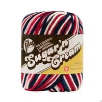 Lily Sugar'N Cream 4 Ply Knitting Wool Yarn 56.7g -2211 Red White and Blue
